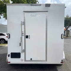 9.8ft White Enclosed Food Trailer for Mobile Catering & Coffee with Dual Axle & Wooden Serving Counter