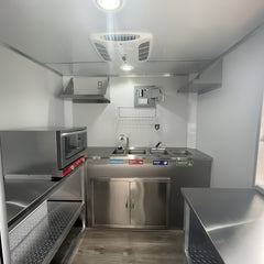 9.8ft White Enclosed Food Trailer for Mobile Catering & Coffee with Dual Axle & Wooden Serving Counter