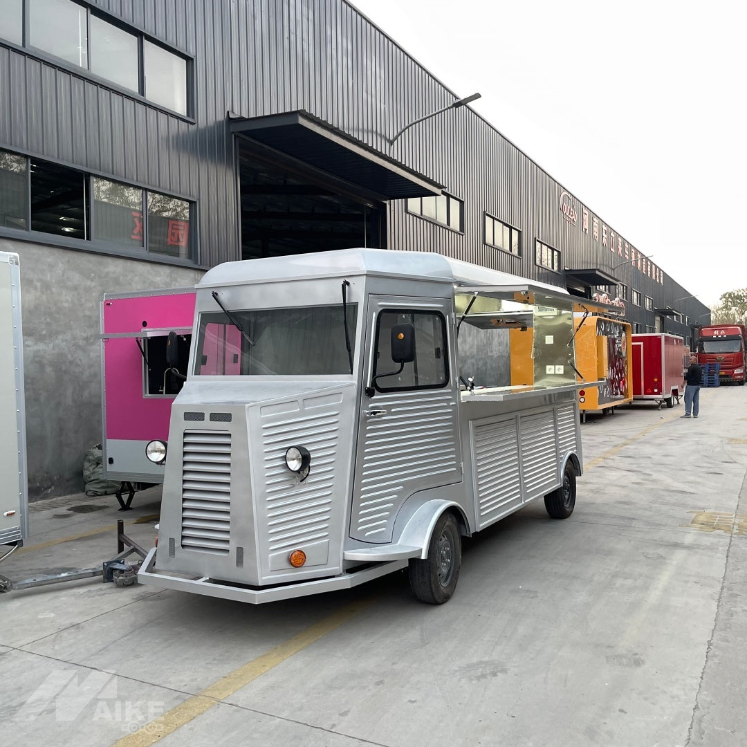16.4ft Silver Retro Citroen Style Food Van for Street Food & Mobile Catering with Large Serving Window