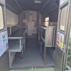 Two-Tone Vintage Food Truck [5m] - Mint Green & Cream H-Van Style (Red Wheels)