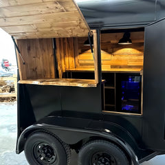 High-Gloss Black Horse Box Trailer - Premium Mobile Bar Kiosk