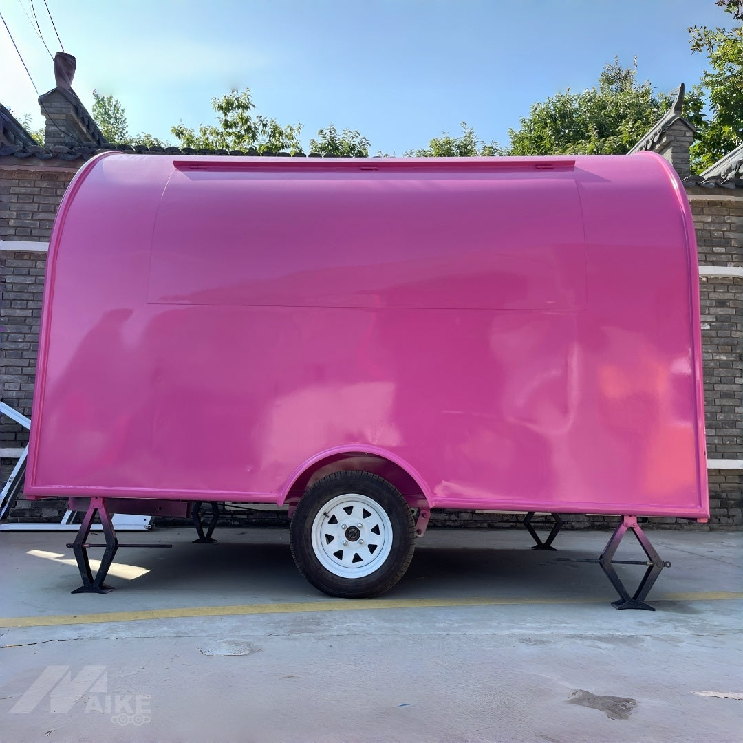Pink Utility Trailer Bright Hot Pink Rounded Food Trailer - Compact Single Axle Cart ...
