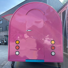 Bright Hot Pink Rounded Food Trailer - Compact Single Axle Cart