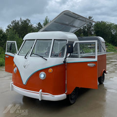 Vintage Camper Style Food Truck - Two-Tone Orange & White