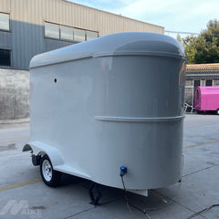9.8ft White Horsebox Food Trailer for Mobile Coffee & Wedding Catering with Dual Axle & Foldable Counter
