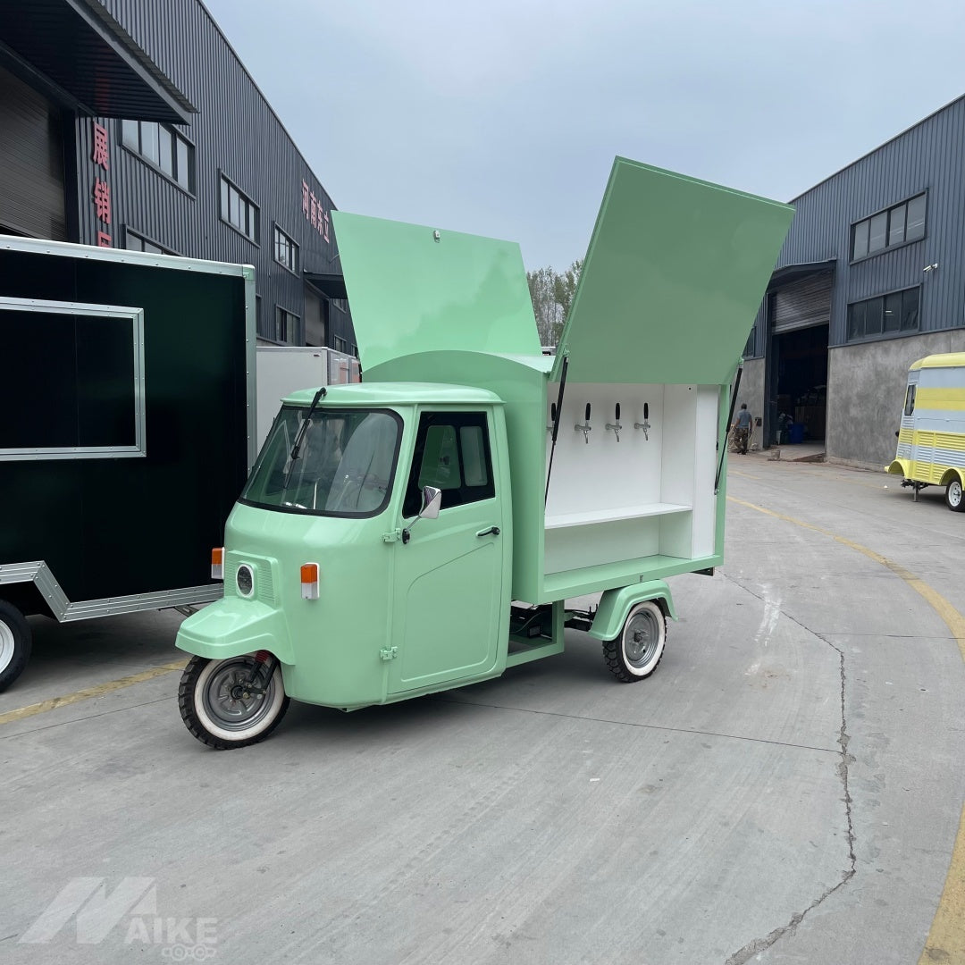 Vintage Mint Green Mobile Bar Tricycle - 4-Tap Draft Cart
