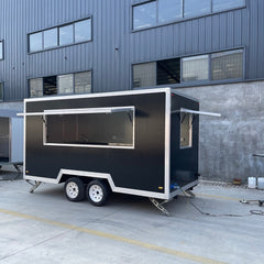 13ft Black Enclosed Food Trailer for Event Catering & Street Food with Aluminum Trim & Stabilizer Jacks