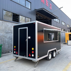 13ft Black Enclosed Food Trailer for Event Catering & Street Food with Aluminum Trim & Stabilizer Jacks