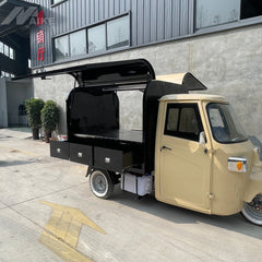 Vintage Beige Ape Style Food Cart - Tricycle