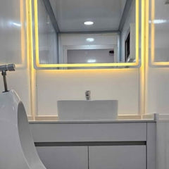 Compact 2-Station Portable Restroom Trailer - White Event Bathroom Unit