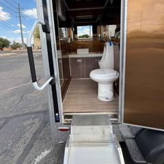 Luxury Black & Gold Portable Restroom Trailer - 2-Station VIP Bathroom Unit