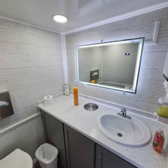Climate-Controlled 2-Station Restroom Trailer - White Mobile Bathroom with AC