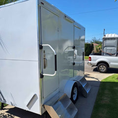 Climate-Controlled 2-Station Restroom Trailer - White Mobile Bathroom with AC