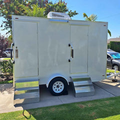 Climate-Controlled 2-Station Restroom Trailer - White Mobile Bathroom with AC
