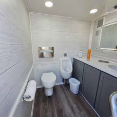Climate-Controlled 2-Station Restroom Trailer - White Mobile Bathroom with AC