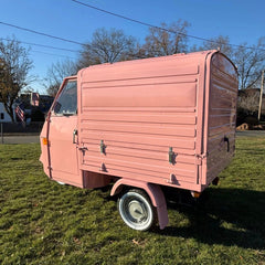 10ft Pastel Pink Vintage Tricycle Food Cart with Enclosed Paneled Box & Whitewall Tires