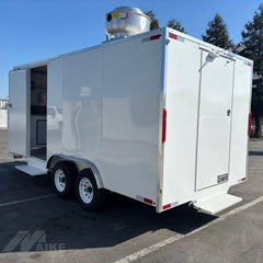 White Food Trailer with Dual Axle Mobile Kitchen for Coffee, BBQ and Street Food