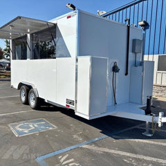 White Food Trailer with Dual Axle Mobile Kitchen for Coffee, BBQ and Street Food