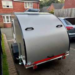 Minimalist Matte Silver Teardrop Camper - Ultra-Lightweight Towable Trailer