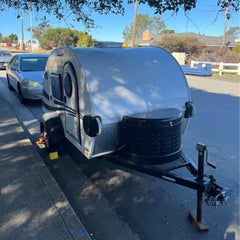 White Sport Teardrop Camper [4.1m] - Mini Trailer with Black Graphics & Front Box