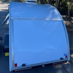 White Sport Teardrop Camper [4.1m] - Mini Trailer with Black Graphics & Front Box