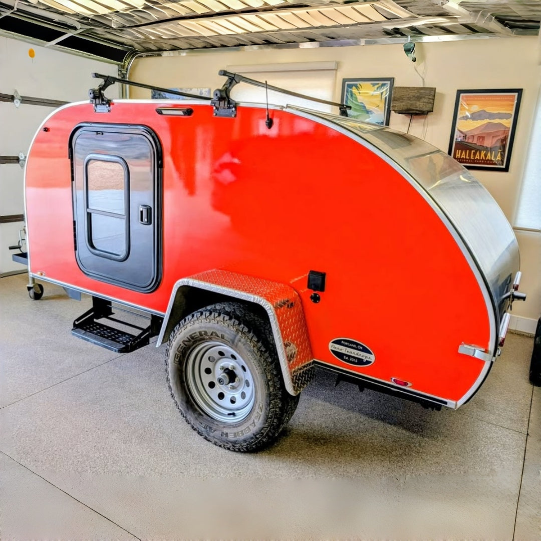Rugged Red Teardrop Camper Trailer - Off-Road Towable Camping Cabin