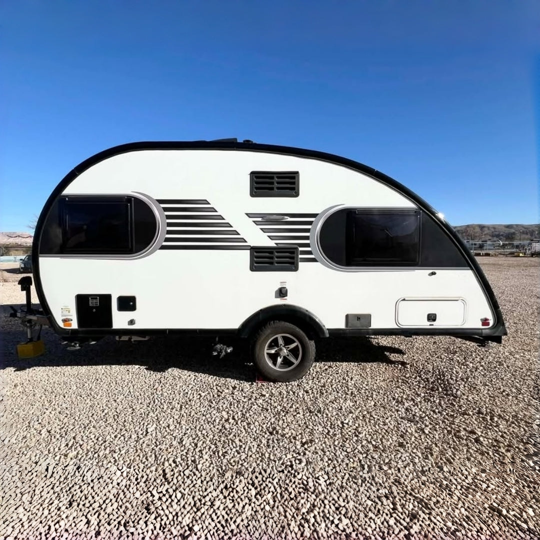 Modern Teardrop Camper Trailer - Aerodynamic Towable Travel Cabin