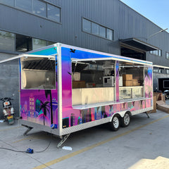 Miami Style Food Trailer [16.4ft] - Tropical Sunset & Palm Tree Wrap Design
