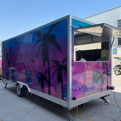 Miami Style Food Trailer [16.4ft] - Tropical Sunset & Palm Tree Wrap Design