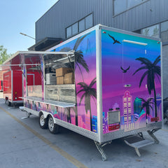 Miami Style Food Trailer [16.4ft] - Tropical Sunset & Palm Tree Wrap Design