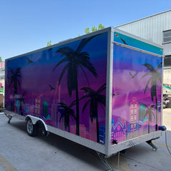 Miami Style Food Trailer [16.4ft] - Tropical Sunset & Palm Tree Wrap Design
