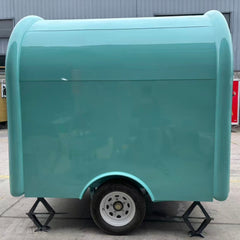 7.2ft Light Blue Round Top Food Trailer for Mobile Coffee & Ice Cream with Single Axle & Foldable Counter