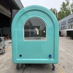 7.2ft Light Blue Round Top Food Trailer for Mobile Coffee & Ice Cream with Single Axle & Foldable Counter