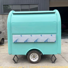 7.2ft Light Blue Round Top Food Trailer for Mobile Coffee & Ice Cream with Single Axle & Foldable Counter